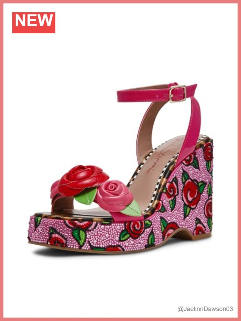 Wedge Sandals with Ankle Strap | PU Floral Heels